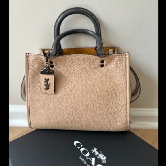 COACH 1941 ROGUE 25 BEECHWOOD COLOR BLOCK GLOVETANNED LEATHER SATCHEL BAG $595 - Picture 2 of 14